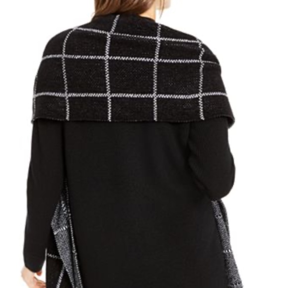 NWT Eileen Fisher Women's ORGANIC COTTON CHENILLE CHECK SCARF WRAP Black White - Picture 7 of 7